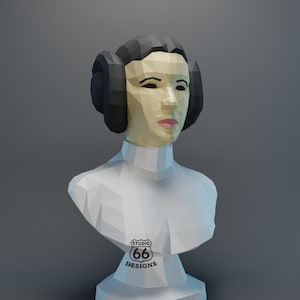 Papercraft Princess Leia, Leia Organa Papercraft Star Wars, Leia Organa Sculpture, Paper Statue, PDF Pattern, 3D papercraft, Rebel Alliance image 1