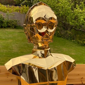 Papercraft Star Wars, Make your own C3PO Statue, Papercraft C-3PO, Paper Statue, Paper Robot Statue, 3D papercraft, Pattern, Droid blueprint image 2