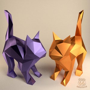 Stretch Cat, Papercraft Cat, Paper Kitten, Cute Cat, Cat lover gift, Animal Trophy, Paper Animals, Papertoy, Home Decor, 3D puzzle DIY