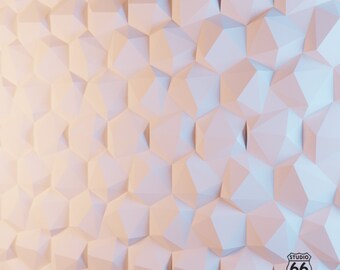 Tiles Cubism Papercraft, High Tech Interior Design, Faceted Tile Design, Faceted Cubicle Tile, Bee Comb, Honeycomb Faux Tile