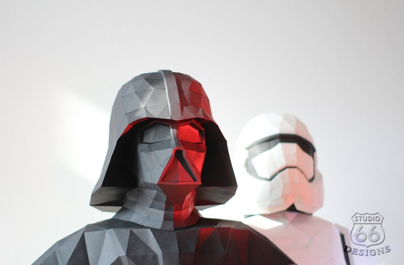 Papercraft Star Wars, Make your own Darth Vader Trophy, Papercraft Darth Vader, Paper Statue, Home Decor, 3D papercraft, DIY PDF Pattern image 7