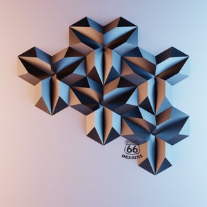 Tiles Cubism Papercraft, High Tech Interior Design, Honeycomb Hexagon Tiles, Paper Statue, Faux Tile, 3D papercraft, Loft Design diy image 9