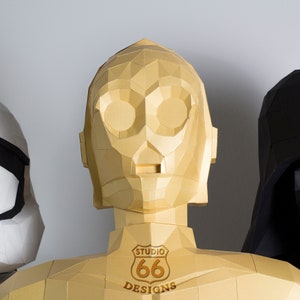 Papercraft Star Wars, Make your own C3PO Statue, Papercraft C-3PO, Paper Statue, Paper Robot Statue, 3D papercraft, Pattern, Droid blueprint image 9