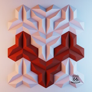 Tiles Cubism Papercraft, High Tech Interior Design, Honeycomb Hexagon Tiles, Paper Statue, Faux Tile, 3D papercraft, Loft Design diy image 7