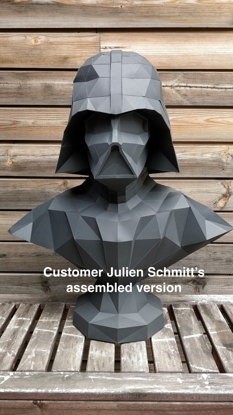 Papercraft Star Wars, Make your own Darth Vader Statue, Papercraft Darth Vader, Paper Statue, Home Decor, 3D papercraft, DIY PDF Pattern image 1