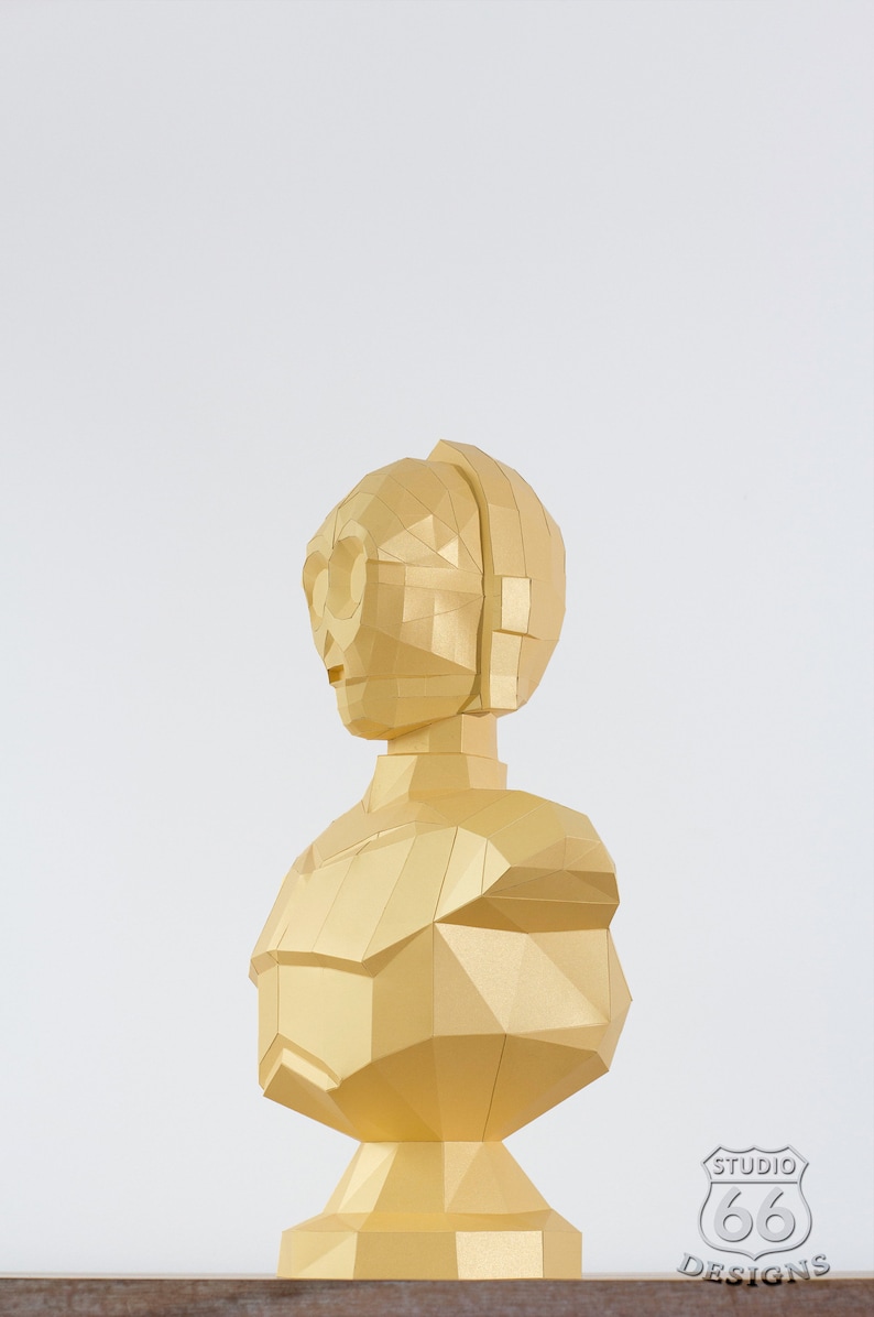 Papercraft Star Wars, Make your own C3PO Statue, Papercraft C-3PO, Paper Statue, Paper Robot Statue, 3D papercraft, Pattern, Droid blueprint image 6