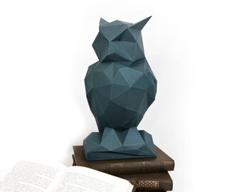 Nachteule, Papiereule, Papercraft-Eule, Tiertrophäe, Loft-Dekor, Inneneinrichtung, 3D-Papercraft-Modell, Tierkopf, Lowpoly-DIY, Hobby-Idee, DIY