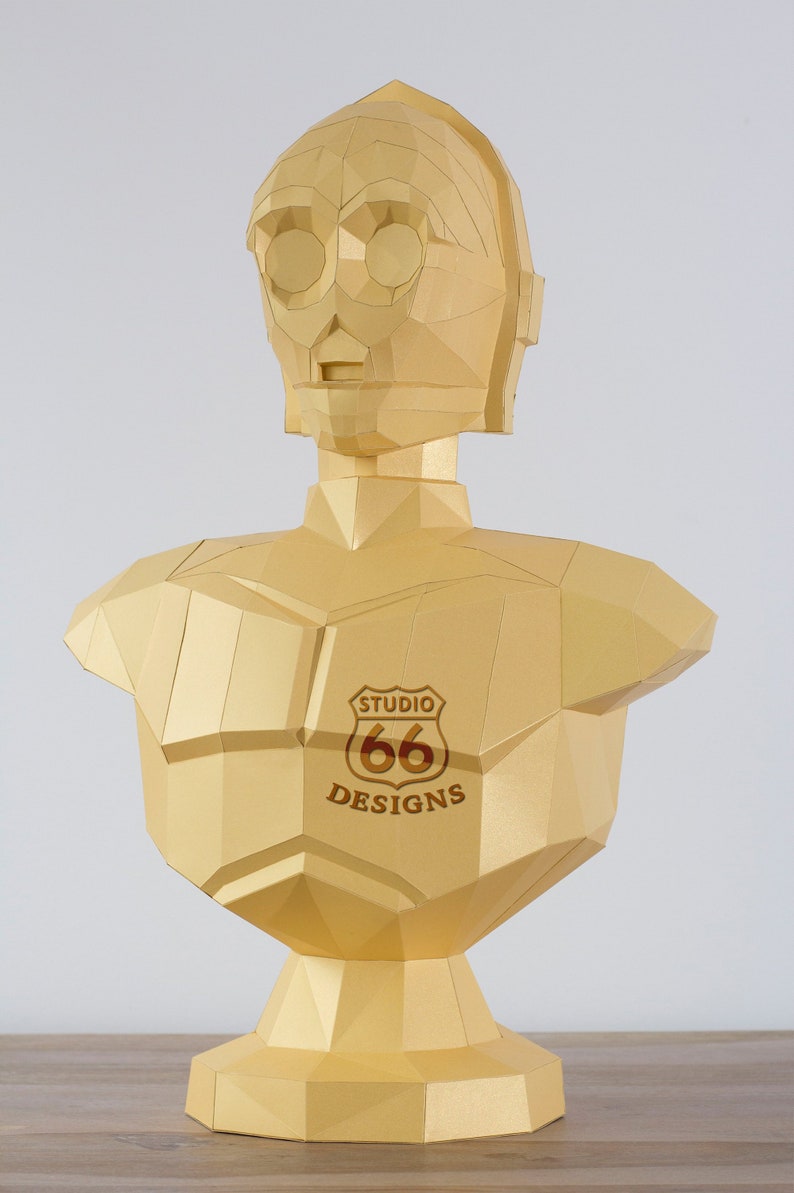 Papercraft Star Wars, Make your own C3PO Statue, Papercraft C-3PO, Paper Statue, Paper Robot Statue, 3D papercraft, Pattern, Droid blueprint image 3