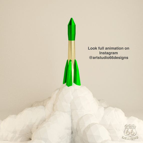 Papercraft Rocket pattern for self-assembling, PDF file with tutorial