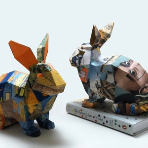 Rabbit Sculpture, Papercraft Rabbit, Paper Bunny, Bunny Rabbit, Paper Animals, Easter Bunny, Bugs Bunny, Lowpoly Rabbit DIY, Easter Rabbit