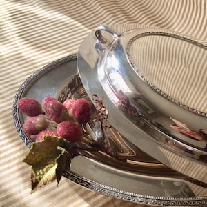 Silver Plate Serving Dish, Oneida Community Lakewood Tudor Plate, Christmas Gift Covered Dish