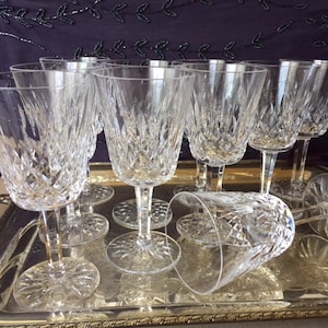 Waterford S/10 Lismore Vintage Water/Wine Goblets, Christmas Crystal, Holiday Barware, Wine Stems