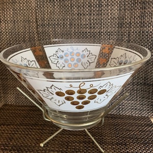 Mid Century Large Salad Bowl with Stand