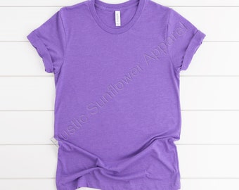 Heather Team Purple Tee, Blank T-Shirt, Plain Tee, Blank Bella Canvas Shirt