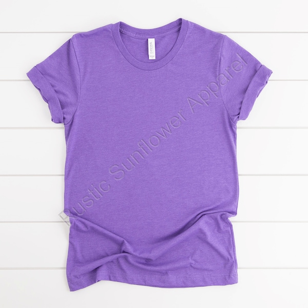 Heather Team Purple Tee, Blank T-Shirt, Plain Tee, Blank Bella Canvas Shirt