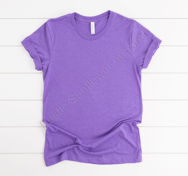 Heather Team Purple Tee, Blank T-Shirt, Plain Tee, Blank Bella Canvas Shirt image 1