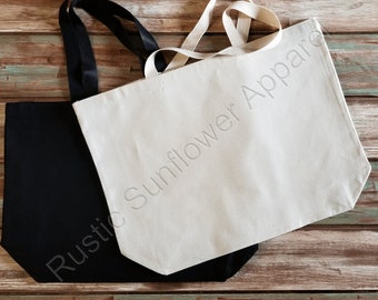 Bolso tote gigante, bolso tote liso, bolso tote de lona, bolso de compras reutilizable, bolso tote en blanco