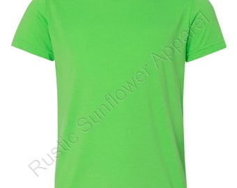 Neon Green Blank Bella Canvas Youth T-Shirt, Plain Neon T Shirt for Kids