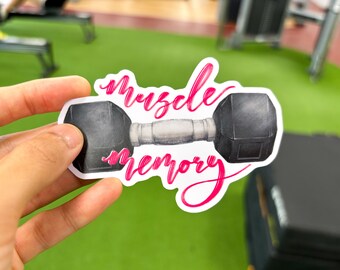 Muscle Memory Sticker | Single Matte Vinyl Sticker | Workout / Fitness / Exercise / Gym Stickers for Customising Bottles, Phone Cases