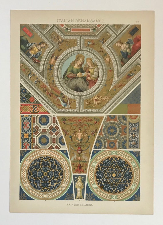 1912 Italian Renaissance Painted Ceilings Antique Etsy