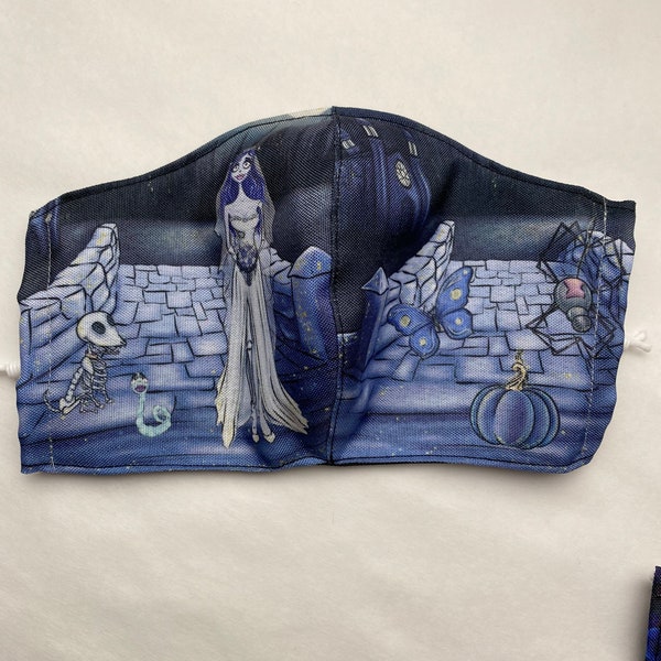 POLYESTER Corpse bride Face mask with filter pocket