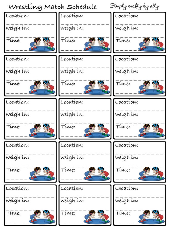 Wrestling Schedule and Clip Art - Etsy