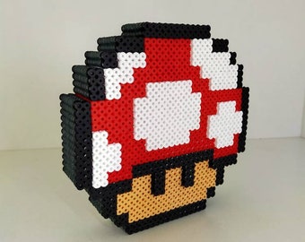 Lámpara Mario Bros Seta Roja Estrella 3D Arcade Videojuegos PixelArt