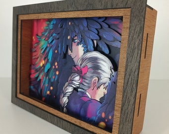 Howl Castle Anime Nachtlicht, Schattenbox, Sophie Howl Castle Lightbox, Anime Lightbox, Geschenk für Geburtstag, Weihnachten, Schattenlampe.