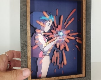 Howl's Moving Castle Shadow Box Night Light: Anime Diorama Lamp
