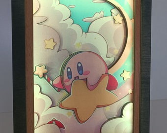 Kirby Knight RGB Nachtlicht – Schattenbox Lampe • App + Sprachsteuerung • Gamer Geschenk