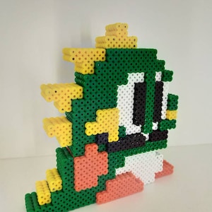 Green Bubble Bobble LED Lamp – Handmade Pixel Art Gamer Light