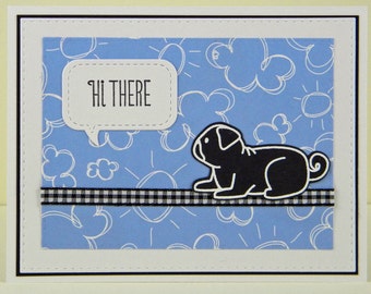Pug Card, Pug Hello Card, Pug Hi There Card, Handmade Pug Card