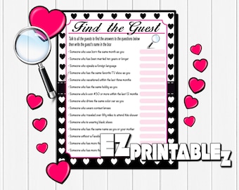 Find the Guest, Bridal Shower Games, Printable Shower Game, Wedding ...