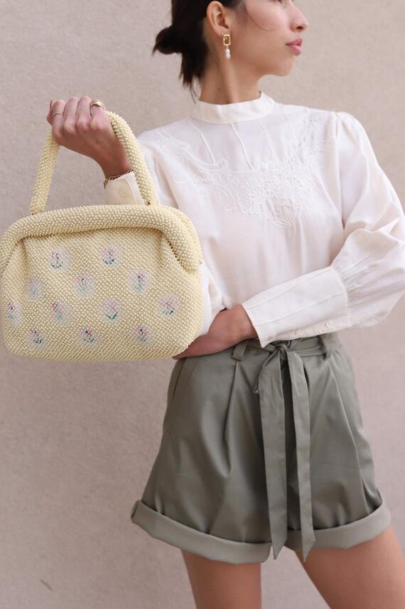 Vintage Cream Beaded Handbag
