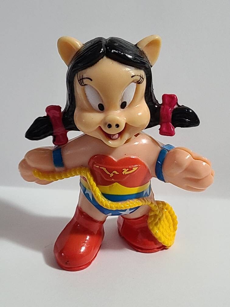 New 1991 Looney Tunes McDonalds Happy Meal Toy Petunia Pig as Wonder Woman 