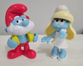 The Smurfs 3" McDonalds Toy Papa and Smurfette Figures