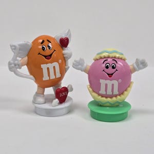 M&Ms Candy Holiday Easter Valentines Day Candy Toppers 3 inch Plastic Collectables
