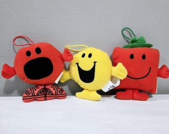 Collection of 3 McDonalds Mr Men and Little Miss Sunshine Mini Plush Ornaments