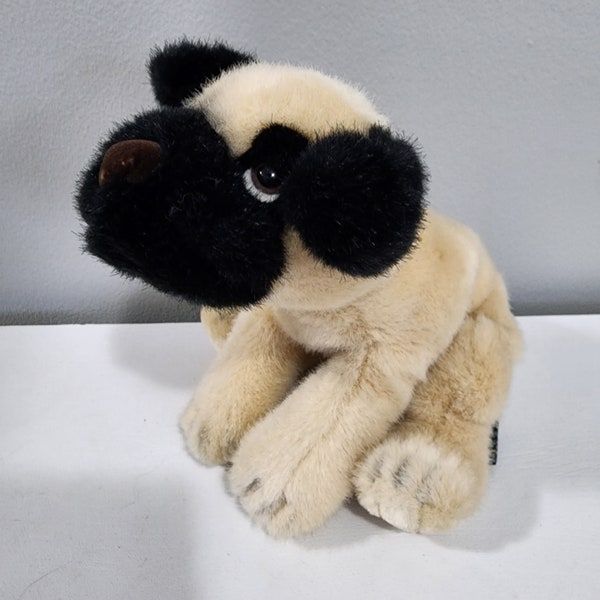 Russ Berrie PONCHO Pug Beanbag Plush Puppy Dog Tan Black Floppy 10 inch