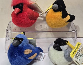 Audubon Bird Realistic Keychains Plush Wild Republic Set of 4 Song Birds (no sounds)