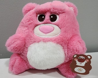 Pink Strawberry Teddy Bear Plush - Chubby Stuffed Animal (8 inches)