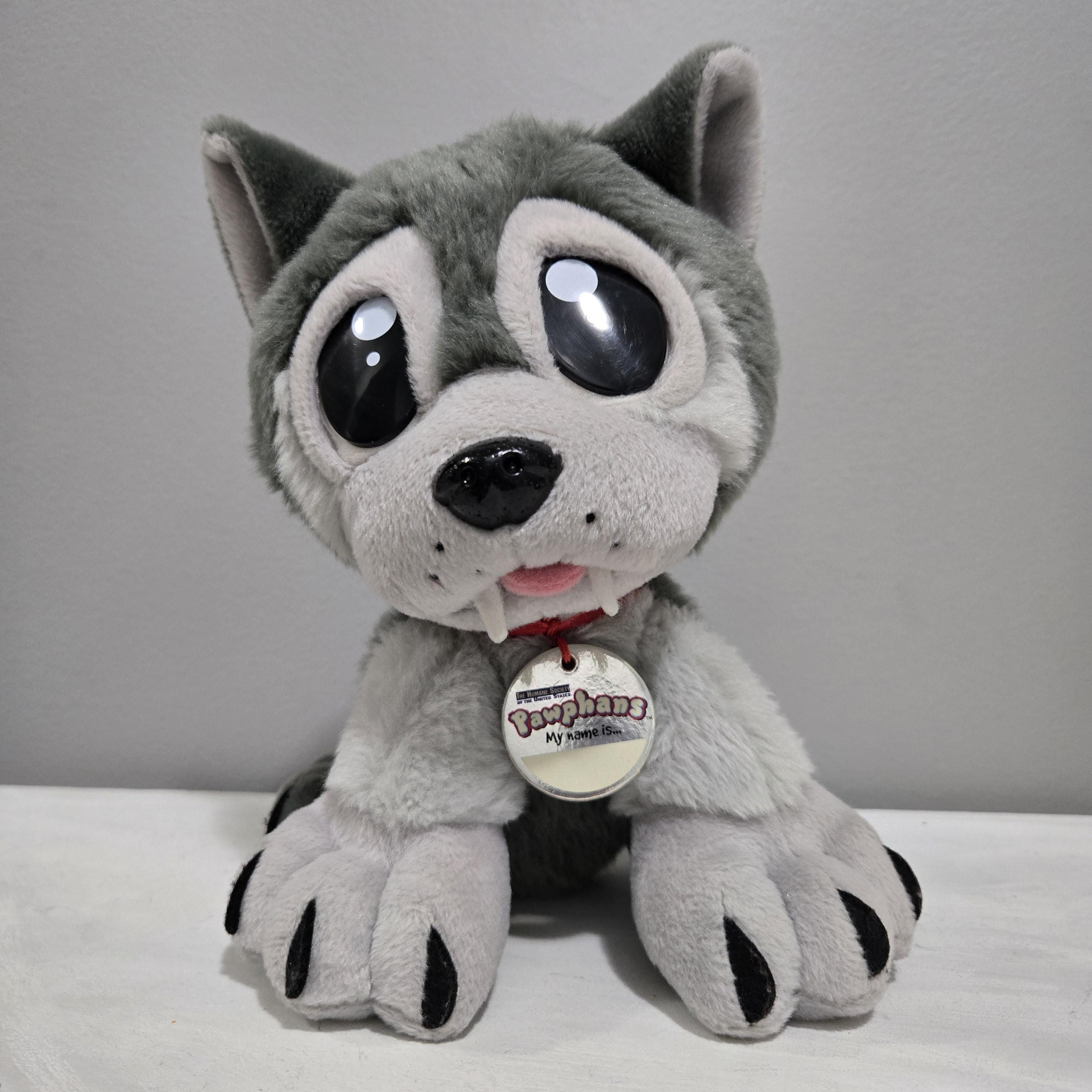 Vintage Pawphans Grey White Husky Puppy RSPCA 10 Inch Sitting Dog