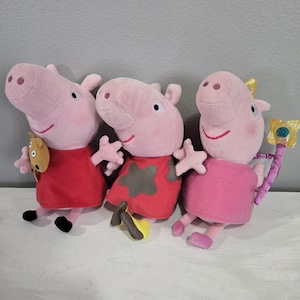 Vintage Peppa Pig TY Beanie Babies Plush Doll Set