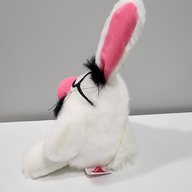 Vintage Dakin Stuffed Bunny: Pink Nose, Mustache, Glasses Disguise image 6