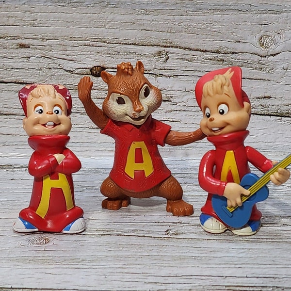 Vintage Alvin and the Chipmunks Alvin 3" Figures Lot of 3 Toys