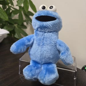 Vintage 1995 Mini (8 inch) Cookie Monster Playskool Sesame Street baby rattle plush toy