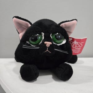 Vintage Russ Peepers Shadow Black Cat Kitty Kitten Peluche Occhi Verdi 8&quot;