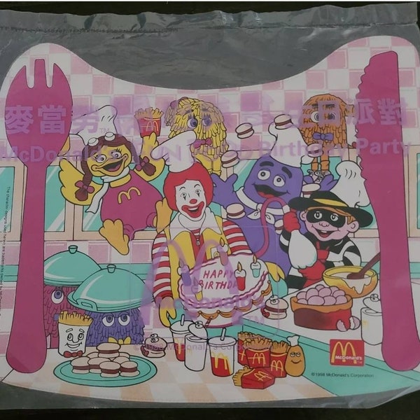 1998 Vintage Mcdonalds Restaurants Spaß Essen Geburtstag Party Platz Vinyl Matte NIP