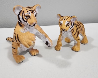 Tiger Cub Rubber Figures Set of 2 Siberian Cats 2 inch Toys