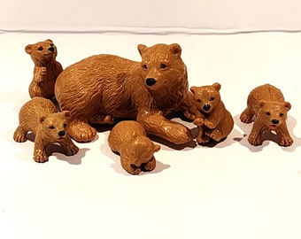 Puppy in My Pocket MEG 1994 Lot of 6 PVC Brown Bear Family Figurines